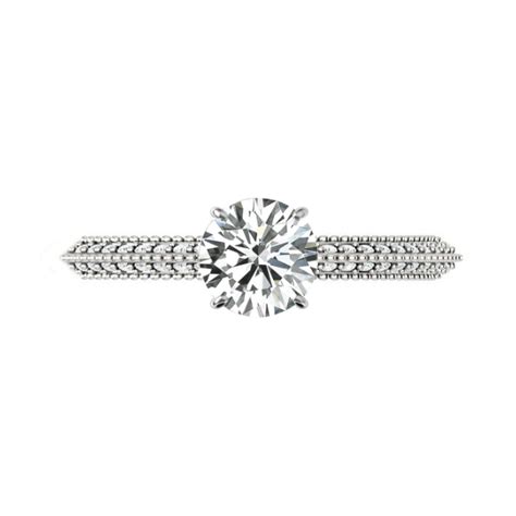 Carat Round Moissanite Diamond Pave Knife Edge Engagement Ring