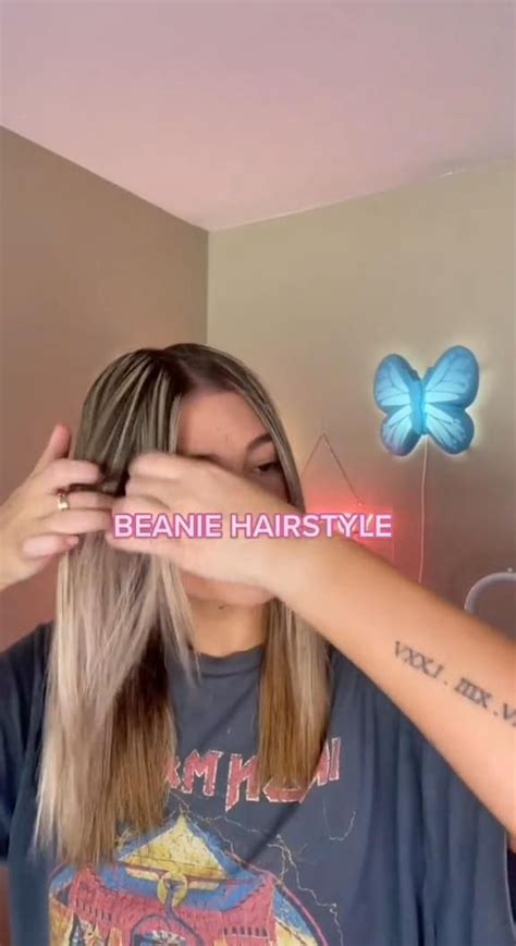 Easy Beanie Hairstyle 🤍 Hair Inspo In 2024 Winter Hairstyles Beanie Hairstyles Easy Hairstyles