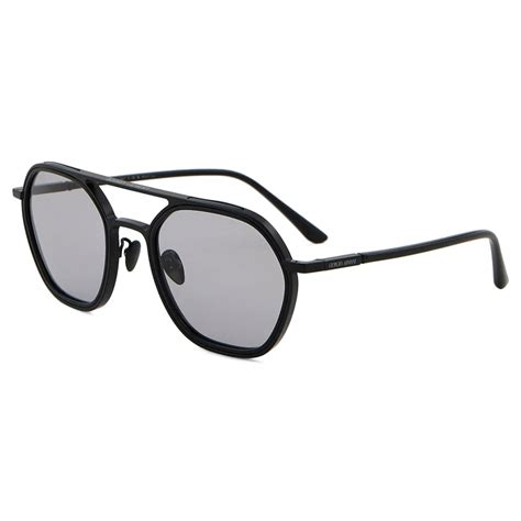 Giorgio Armani Mens Irregular Shaped Sunglasses Matte Black Sunglasses Giorgio Armani