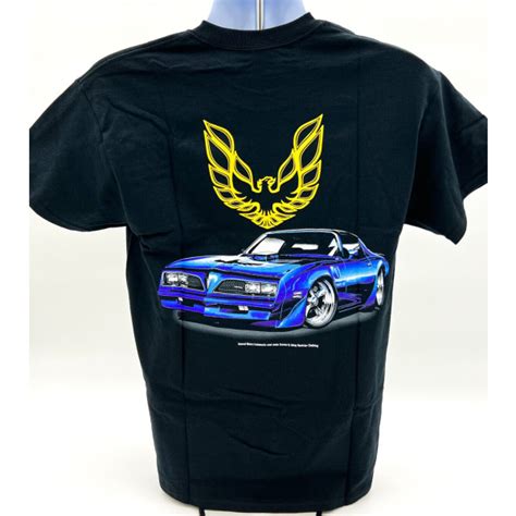 1977 Pontiac Trans Am T Shirt Black With Firebird Logo Emblem