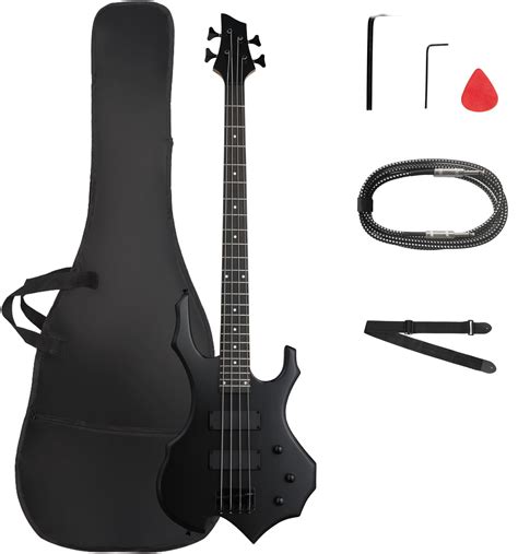 Ktaxon Electric Bass Guitar Burning Fire Style Bass Set With Portable Bass Bag