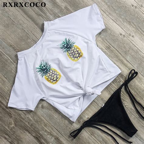 RXRXCOCO Sexy Bikinis 2019 Mujer Short Sleeve Brazilian Thong Bikini