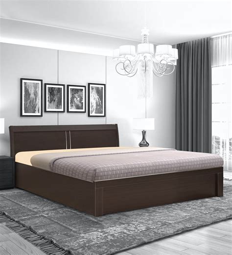 Buy Morocco Queen Size Bed With Storage In Wenge Finish At Off By