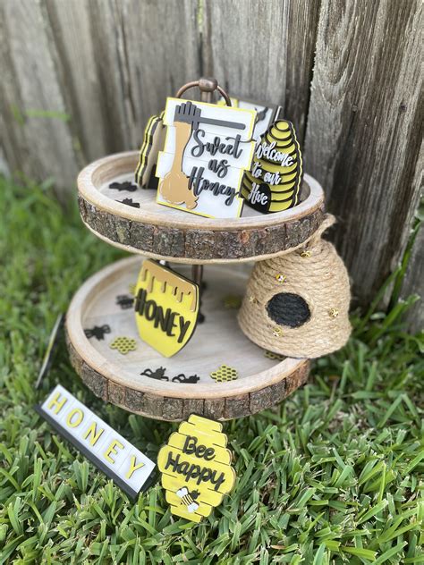 Bee Tiered Tray Tiered Tray Decor Honeycomb Bumblebee Etsy