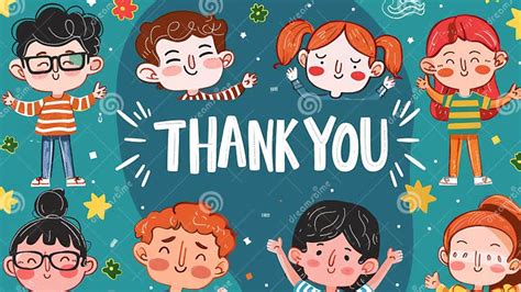 Cartoon Kids Thank You Illustration Stock Image - Image of gratitude ...