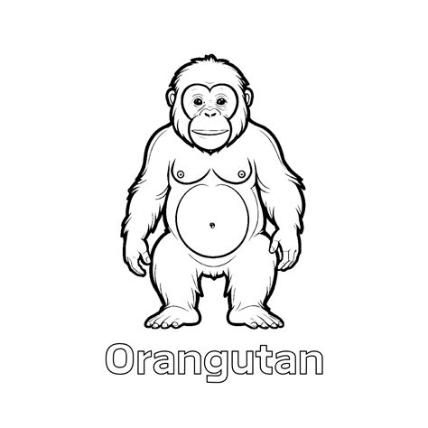 Premium Photo | Black and White Orangutan Line Art
