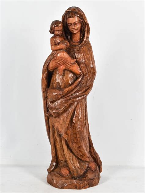 Scultura Maria E Ges Cm Legno Xx Secolo Catawiki