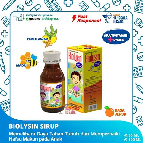 Jual BIOLYSIN SIRUP RASA JERUK 60 ML 100 ML Shopee Indonesia