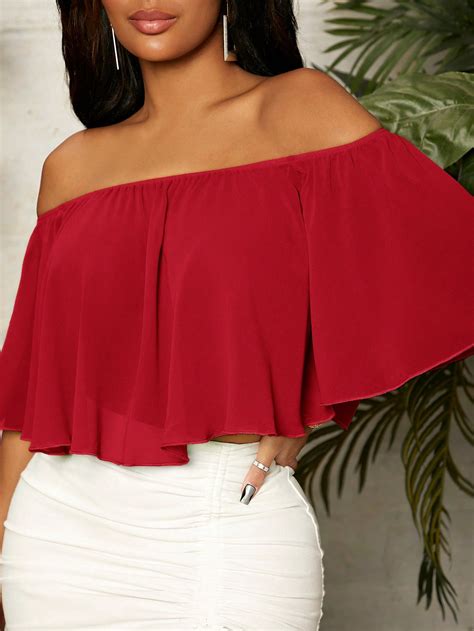 Shein Sxy Off Shoulder Solid Blouse Shein Usa