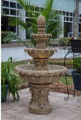 Wildon Home Resin Otway Outdoor Fountain With Light Fuentes Para