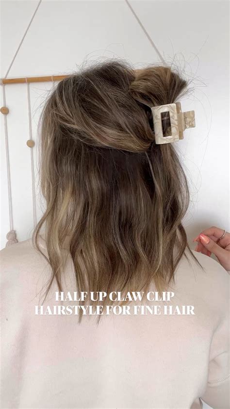 Easy Half Up Claw Clip Hairstyle For Fine Short Hair Short Hair