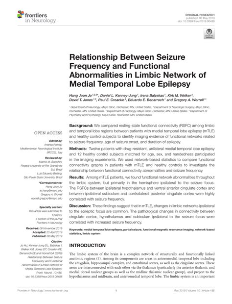 Pdf Relationship Between Seizure Frequency And Functional