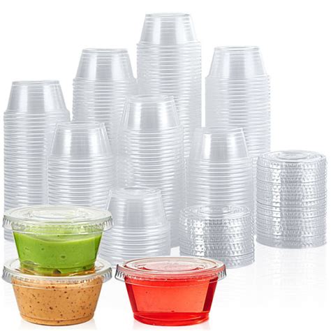 GetUSCart 200 Sets 2 Oz Disposable Plastic Portion Cups With Lids