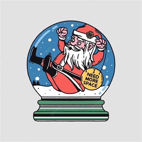 Premium Vector Christmas Snowball With Santa Claus Character Vector