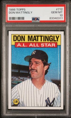 1986 TOPPS 712 DON MATTINGLY YANKEES PSA 10 B3809799 311 EBay