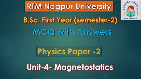 B Sc Nd Semester Physics Paper Unit Mcq Answers Magneto