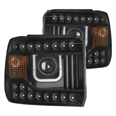 Anzo 111316 Black U Bar Projector Headlights With LED DRL