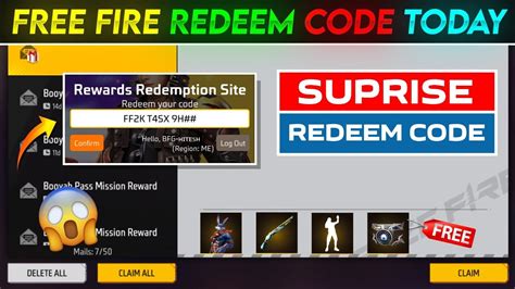 Free Fire Surprise Redeem Code Free Fire New Redeem Code Today Free