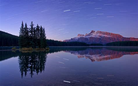 HD Wallpaper Banff National Park Mount Rundle Two Jack Lake