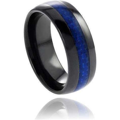 Mens Ceramic Blue Carbon Fiber Inlay Band 33 Liked On Polyvore Featuring Mens Fashion Men