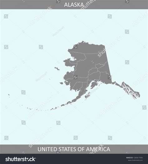 Alaska County Map Vector Outline Gray Vector De Stock Libre De Regalías 1283617936 Shutterstock