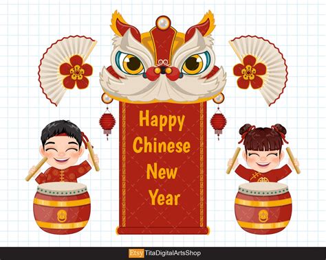 Chinese New Year Clipart Chinese Clipart New Year Clipart - Etsy