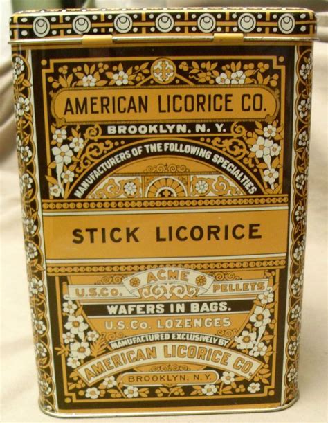 Vtg American Licorice Co Tin Brooklyn Ny Us Co Lozenges Hinged Lid