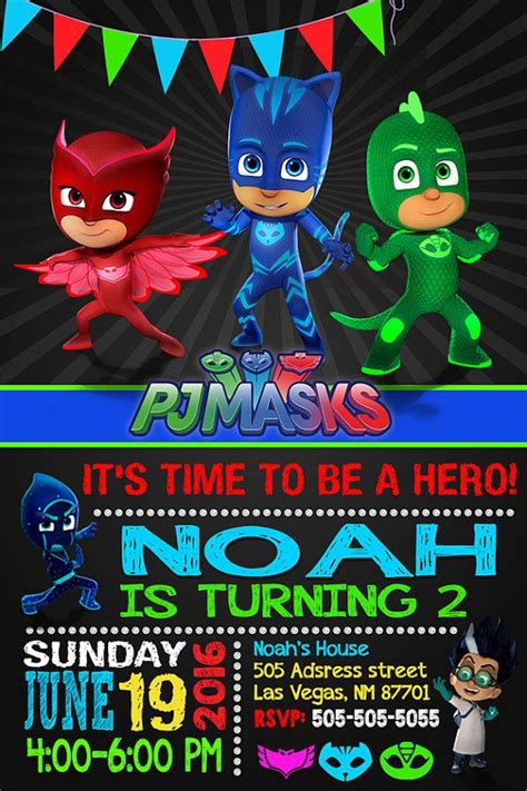 PJ Mask Birthday Invitation