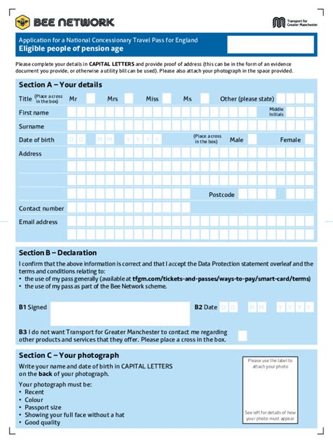 Fillable Online Application For Concessionary Travel Smartcard Print