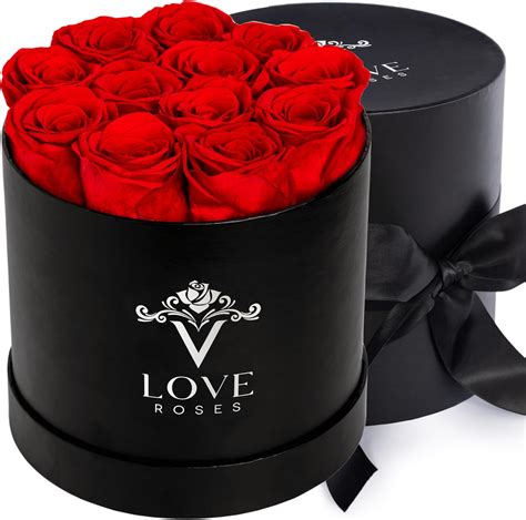 Amazon Vlove Forever Roses In A Black Box Real Roses Forever