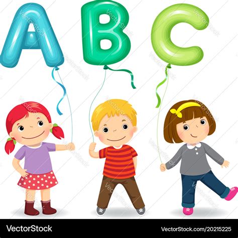 kids holding abc vector images