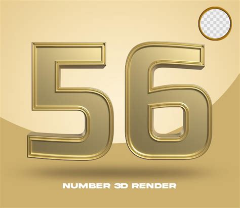 3d render número 56 oro Archivo PSD Premium