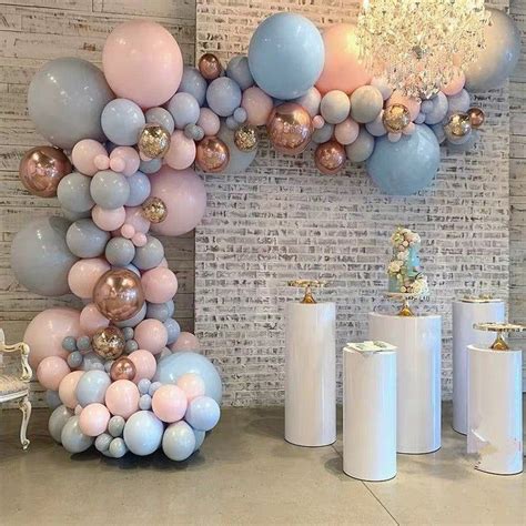 Pastel Baby Pink Blue Gray Macaron Balloon Arch Garland Kit 4D Etsy