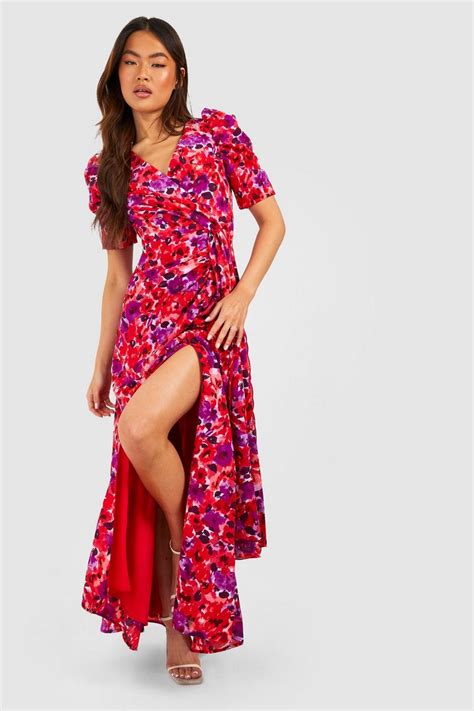 Floral Print Wrap Maxi Dress Boohoo Uk