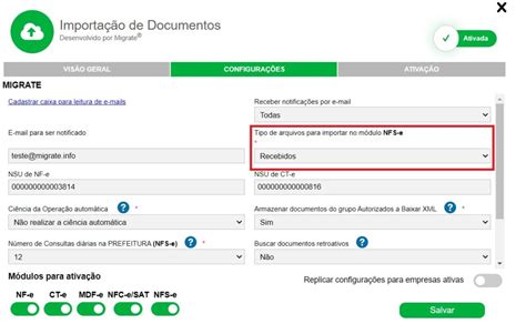 Importação de NFS e pelo Web Service de Distribuição do Modelo Nacional