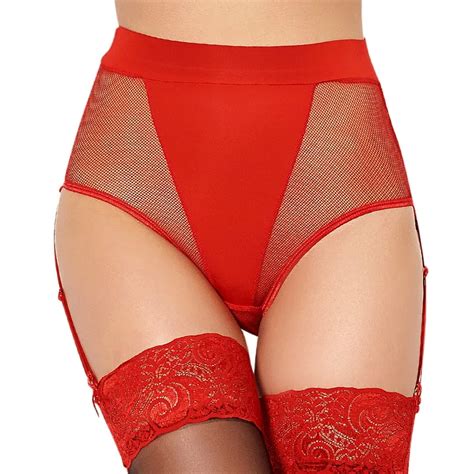 Buy 2017 New Sexy High Waist Side Garter Fishnet Panty