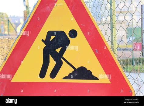 Work in progress road sign Stock Photo - Alamy