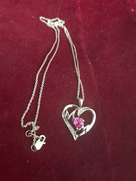 Mom Heart Necklace With Genuine Pink Sapphire And White Topaz Etsy Canada