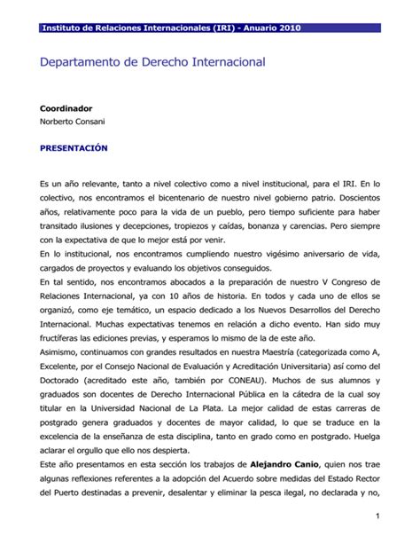 Departamento De Derecho Internacional