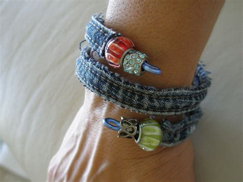 Pin By Ana Maria Cerro Sampedro On Diy Denim Bracelet Denim Jewelry