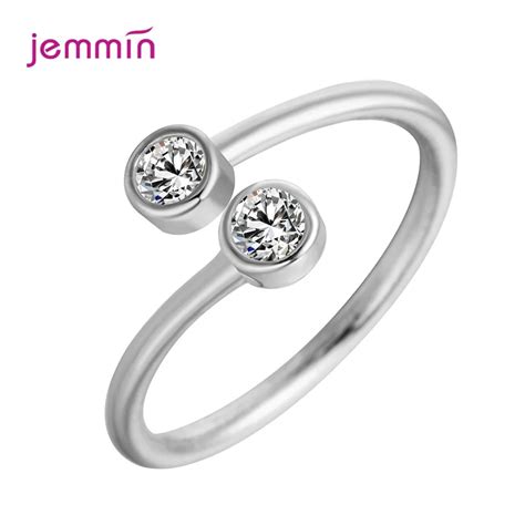 Elegante 925 Sterling Zilveren Luxe Crystal Twee Stone Ringen Voor