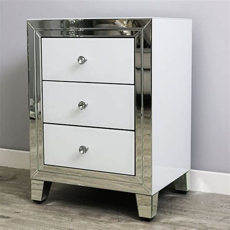 Madison White Glass Drawer Mirrored Bedside Cabinet Bedside Table