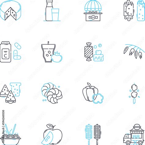 Wholesome Eating Linear Icons Set Nourishment Balance Health