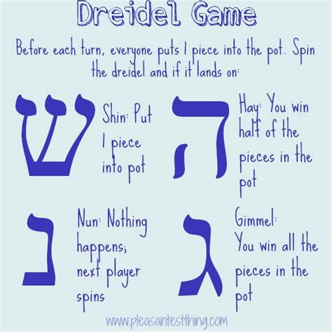 Printable Dreidel Dreidel Game Rules With Pictures