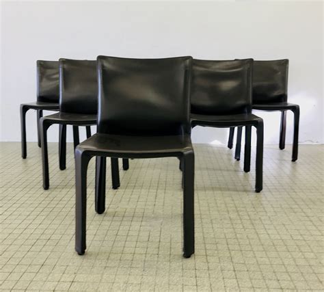 Set Of 6 Vintage Cassina Cab 412 Dining Chairs By Mario Bellini 123522