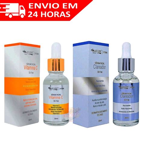 Kit C 2 Sérum Facial Vitamina C Sérum Clareador Oil free Max Love