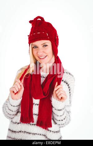 Festive Blonde Smiling At Camera Stock Photo Alamy