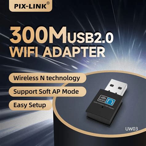 Pix Link Uw03 Mini Adaptador Usb Wifi Para Pc Windows Mac Longo Alcance Usb 2 0