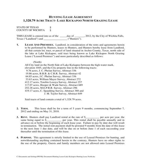 Free 11 Hunting Lease Agreement Forms In Pdf Ms Word