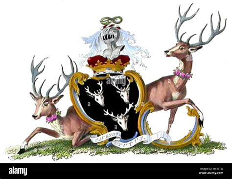 English Coat Of Arms Duke Of Devonshire With The Motto Cavendo